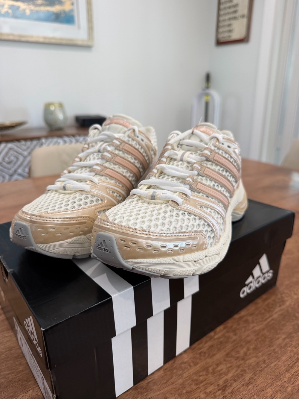 Adidas Women's Adistar Control 5 W / Cream and Light Pink Mesh Running Sneakers